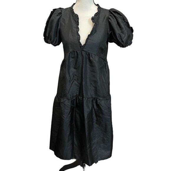 Kika Vargas x Target Black Tiered Ruffle Edge Puff Sleeve Midi Dress - Picture 5 of 6